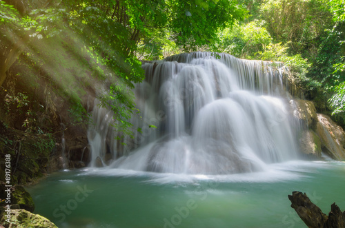 Deep forest Waterfall ,Huay Mae Khamin, Kanchanaburi ,Thailand © kwanchaift
