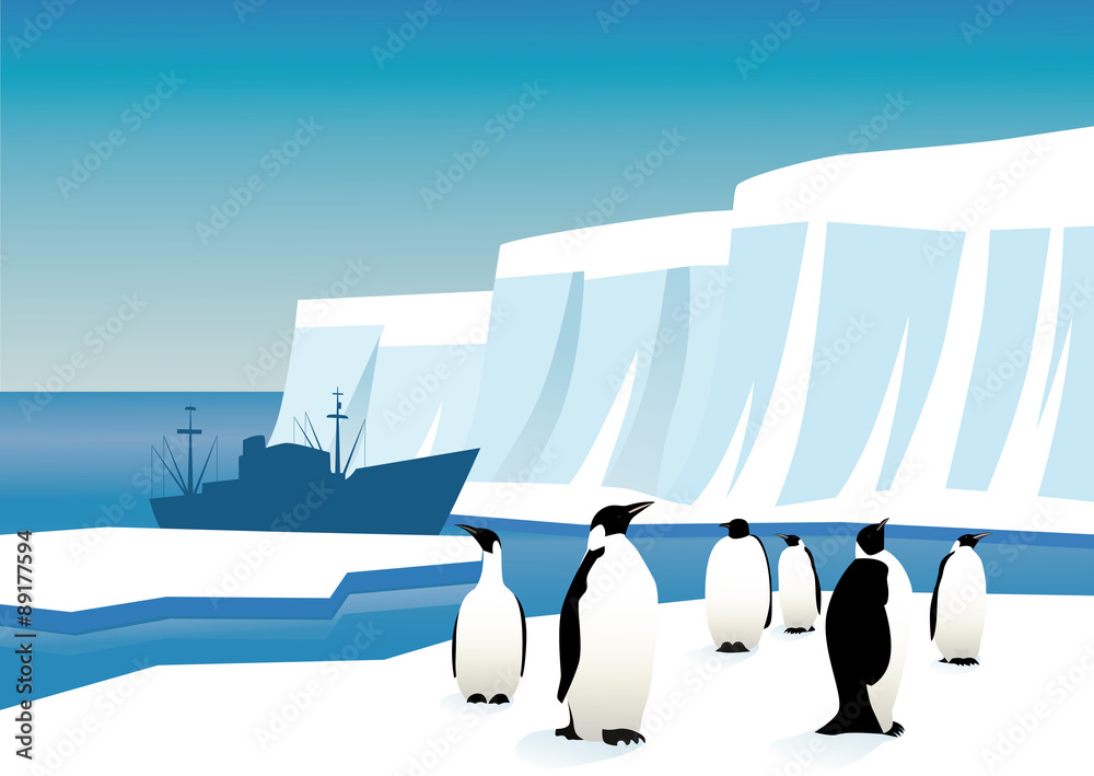 Naklejka premium Penguins in Antarctica
