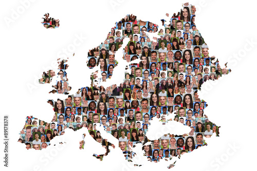 Europa Karte Menschen junge Leute Gruppe Integration multikultur