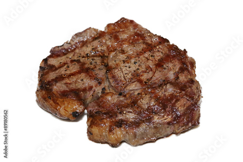isolated juicy rib-eye beef steak