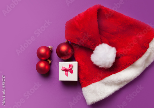 Santas hat and gift box