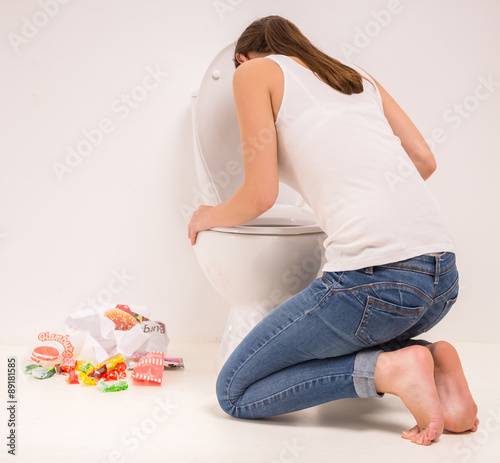 Woman in toilet photo