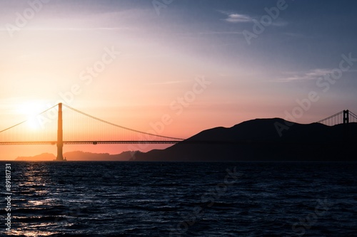 Sunset over Golden Gate bridge © stasenso