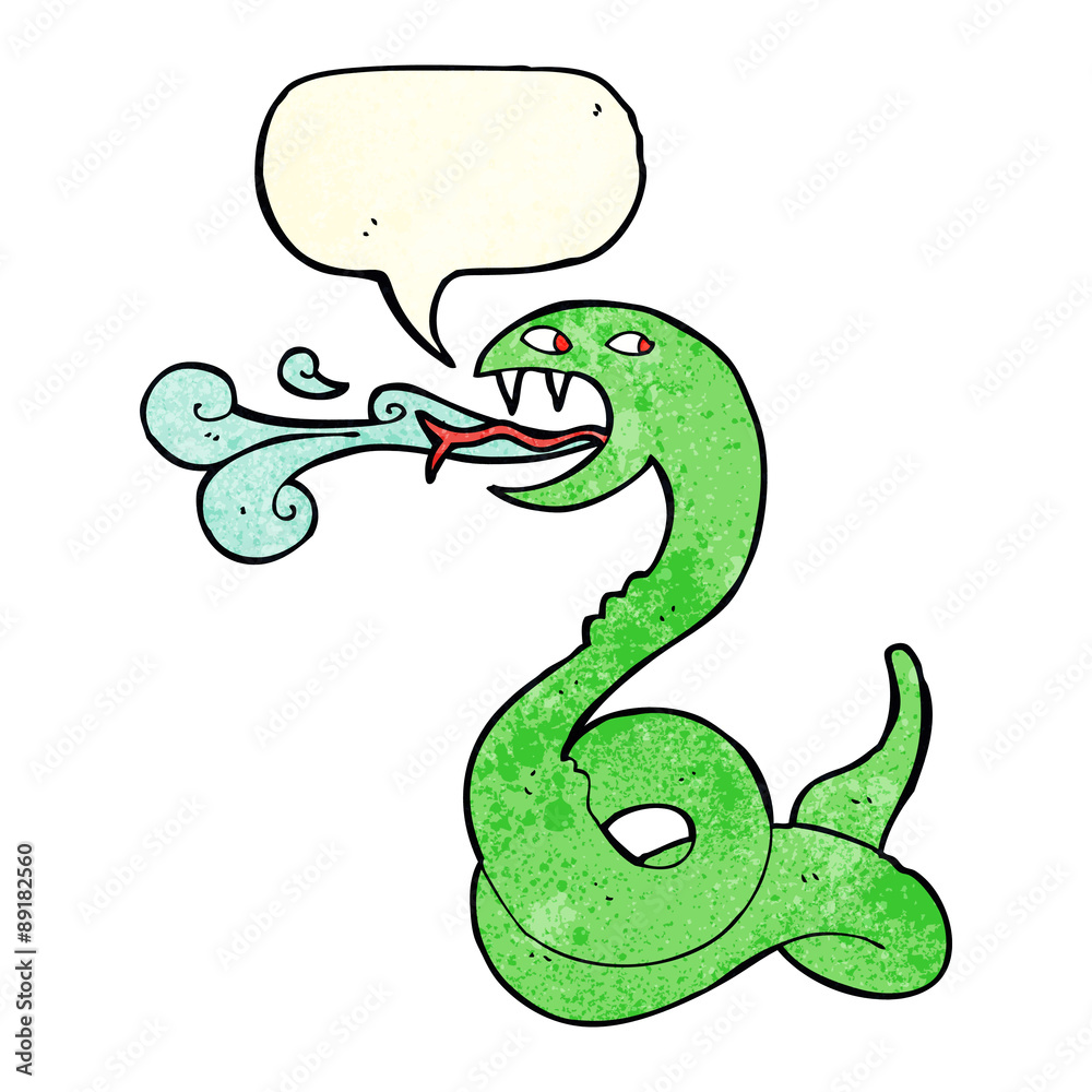 Fototapeta premium cartoon hissing snake with speech bubble