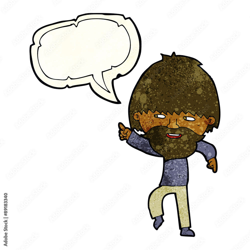 cartoon bearded man pointing and laughing with speech bubble cartoon bearded man pointing and laughing with speech bubble
