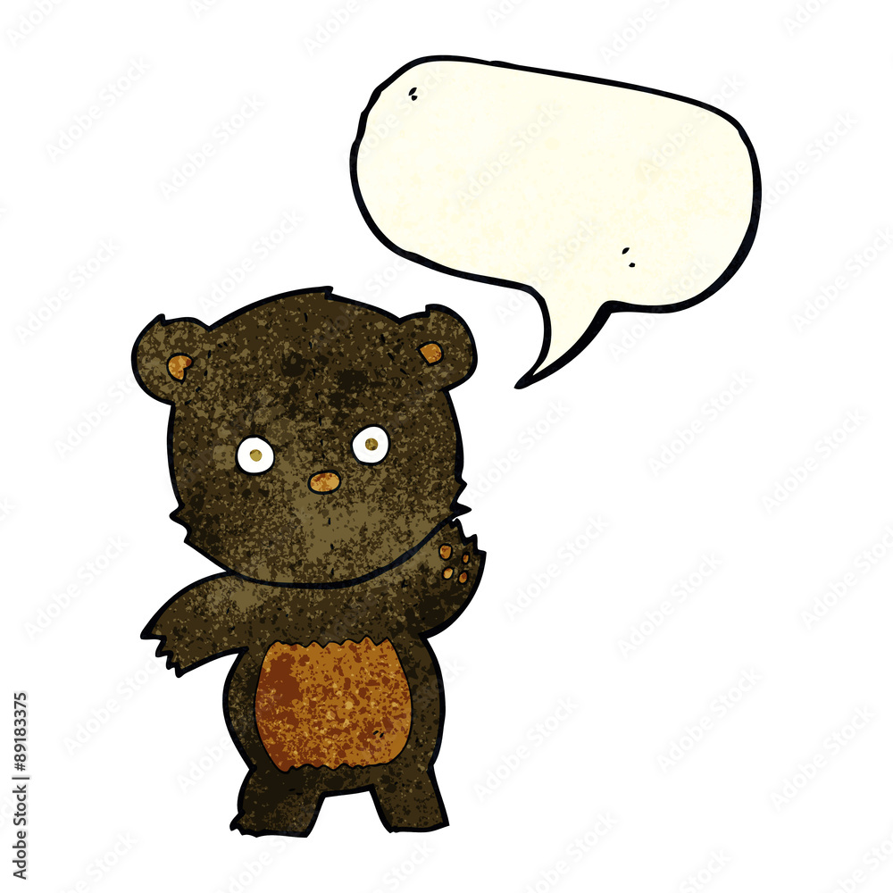 cute cartoon black bear with speech bubble cute cartoon black bear with speech bubble