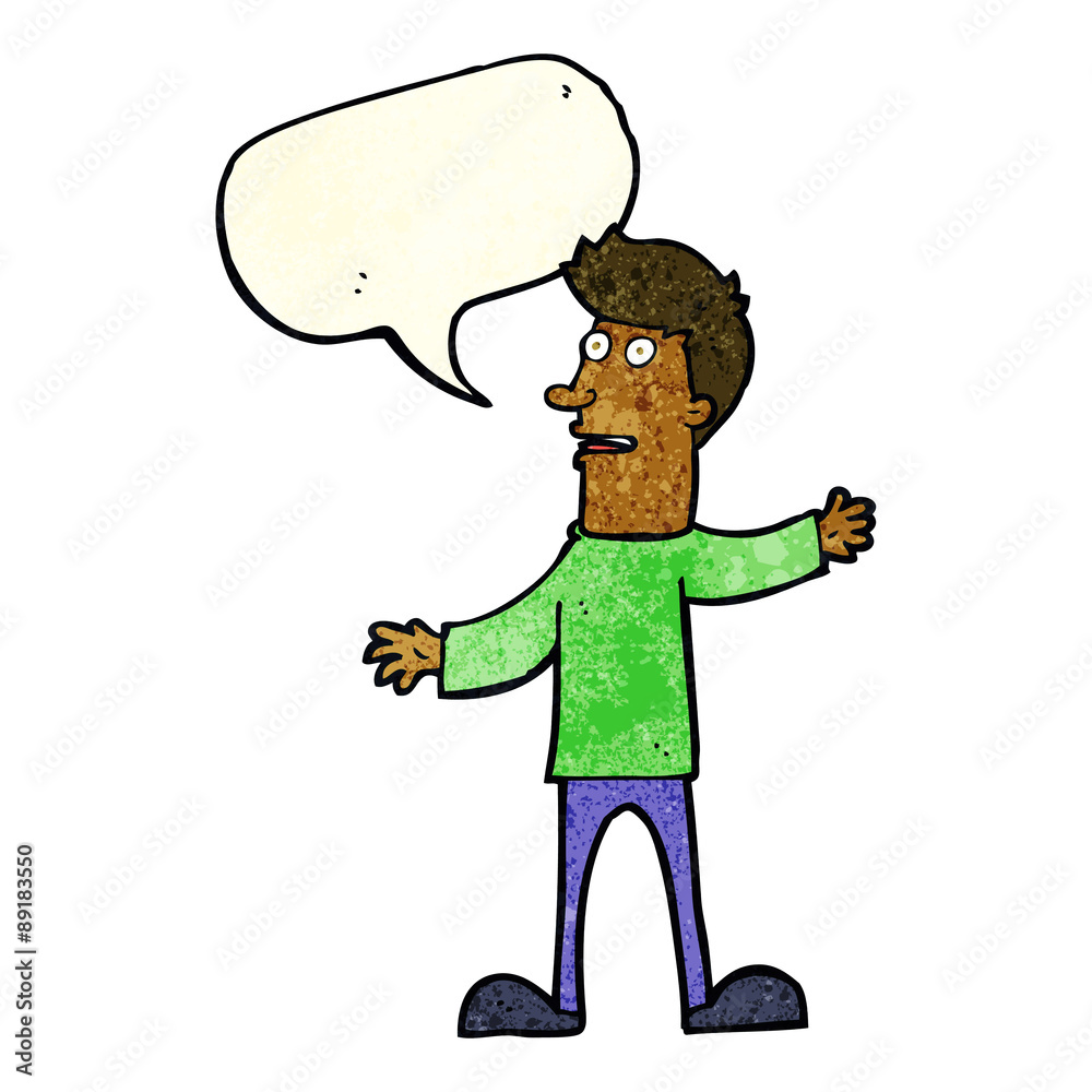 Fototapeta premium cartoon surprised man with speech bubble