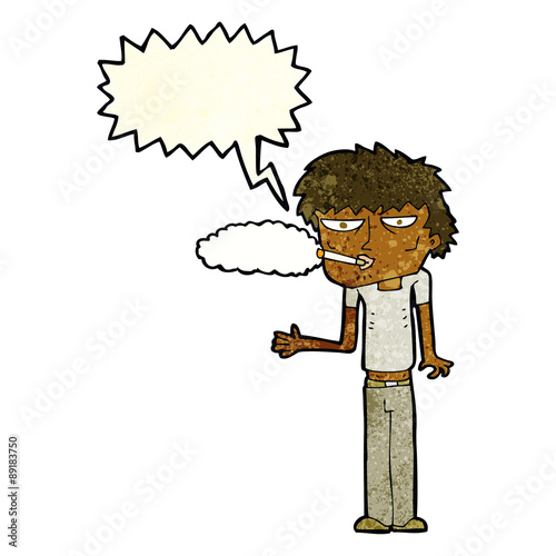 cartoon smoker with speech bubble