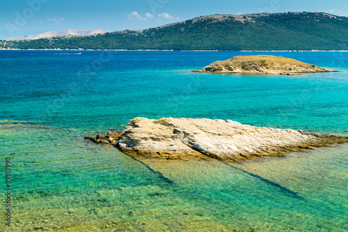 The crystal clear sea surrounding the island of Rab  Croatia.