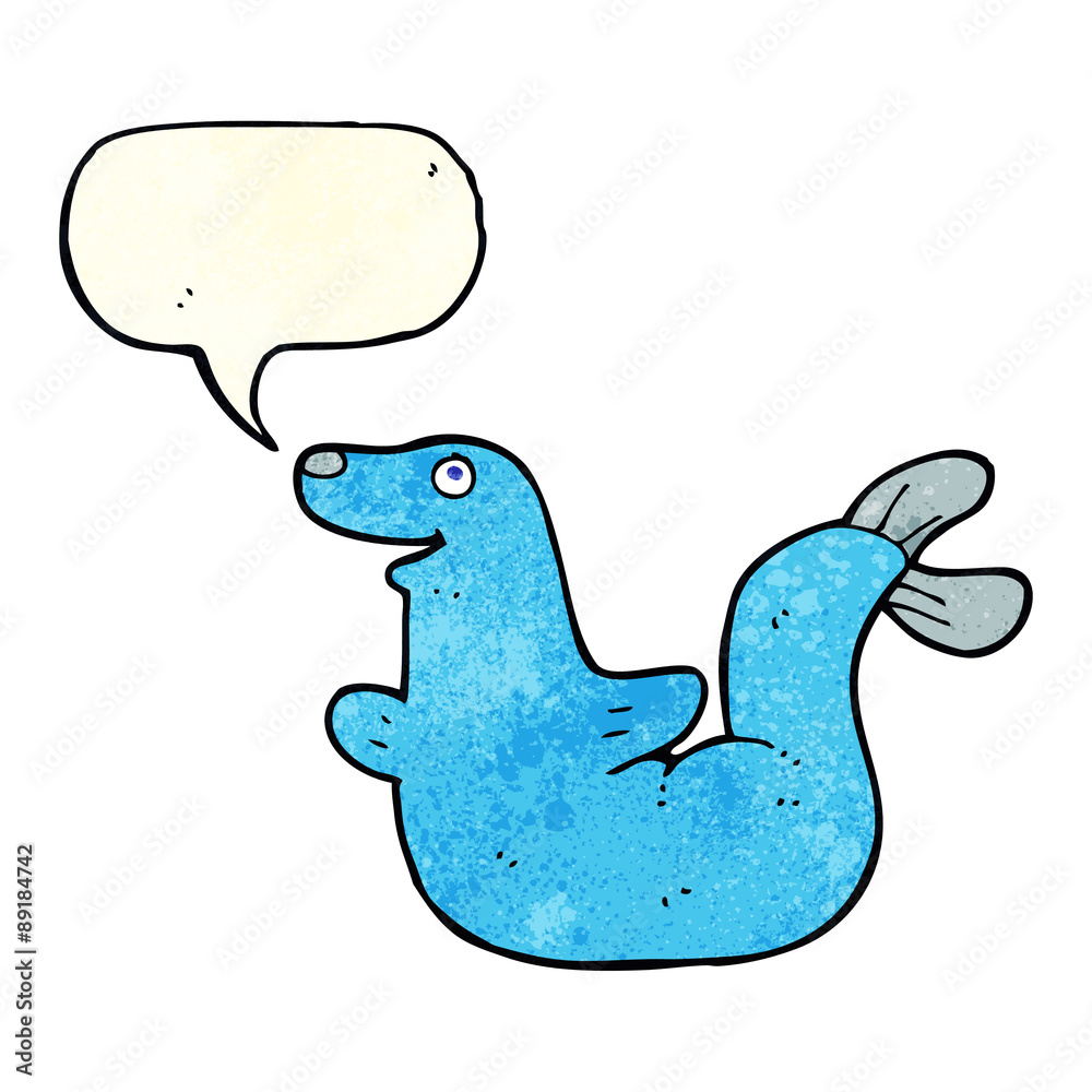 Obraz premium cartoon seal with speech bubble