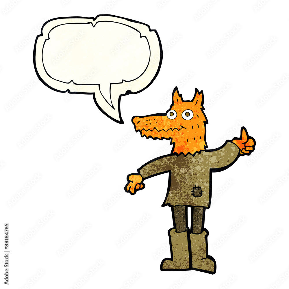 cartoon fox man with speech bubble cartoon fox man with speech bubble