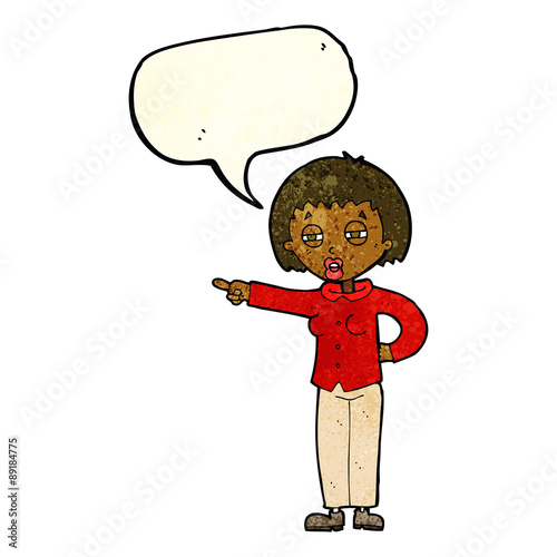 cartoon woman telling off with speech bubble