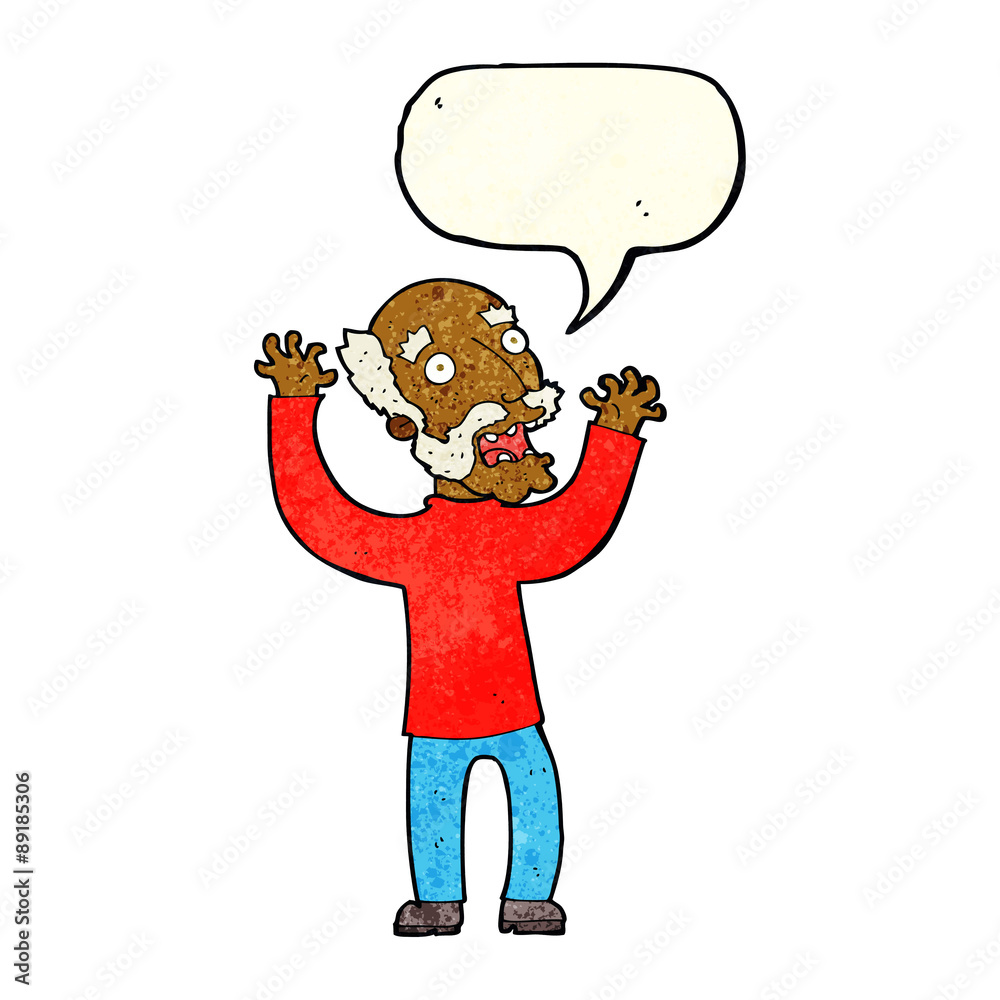 cartoon terrified old man with speech bubble cartoon terrified old man with speech bubble