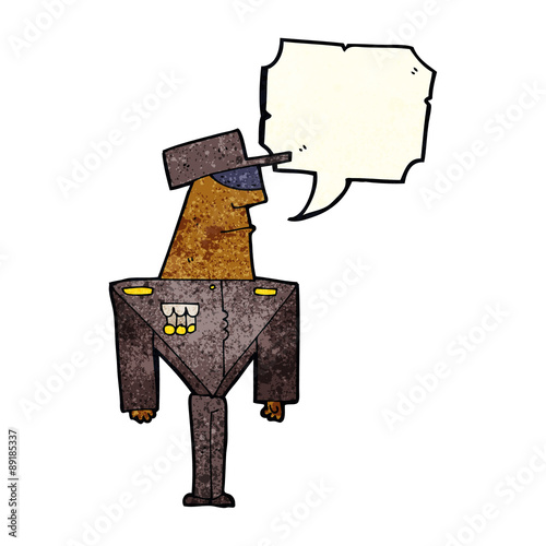 cartoon guard with speech bubble