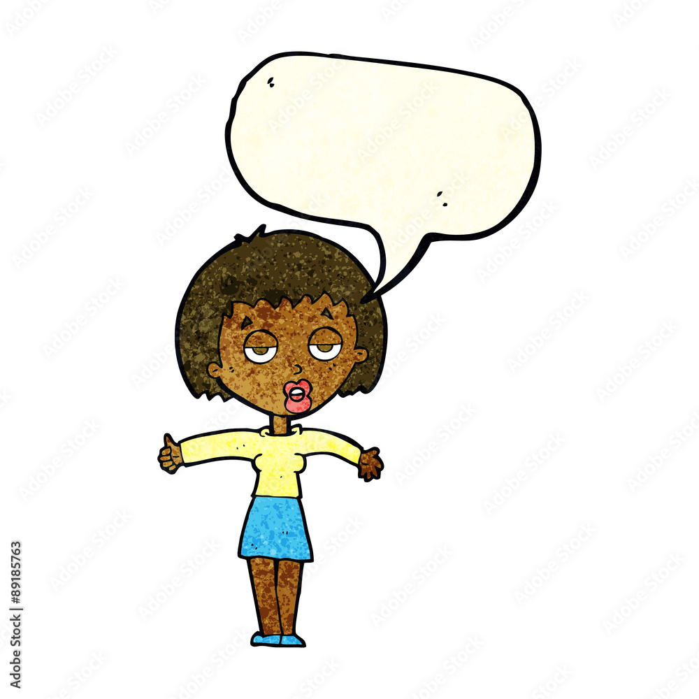 cartoon bored woman with speech bubble cartoon bored woman with speech bubble