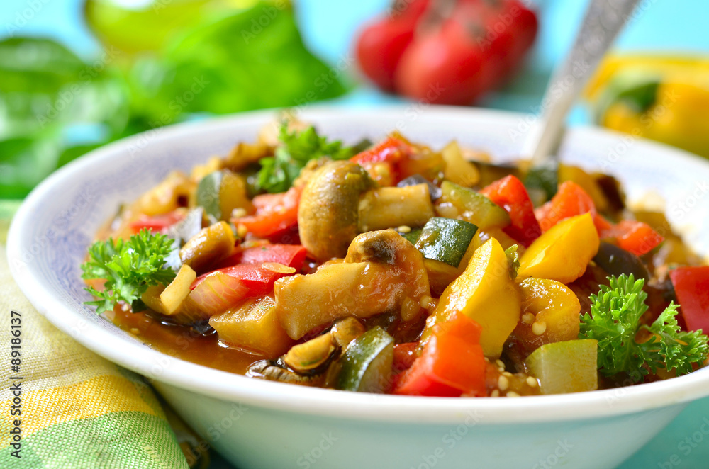 Ratatouille with mushrooms. Ratatouille with mushrooms.