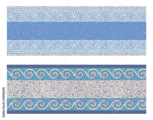 Vector illustration seamless mosaic border in antique style