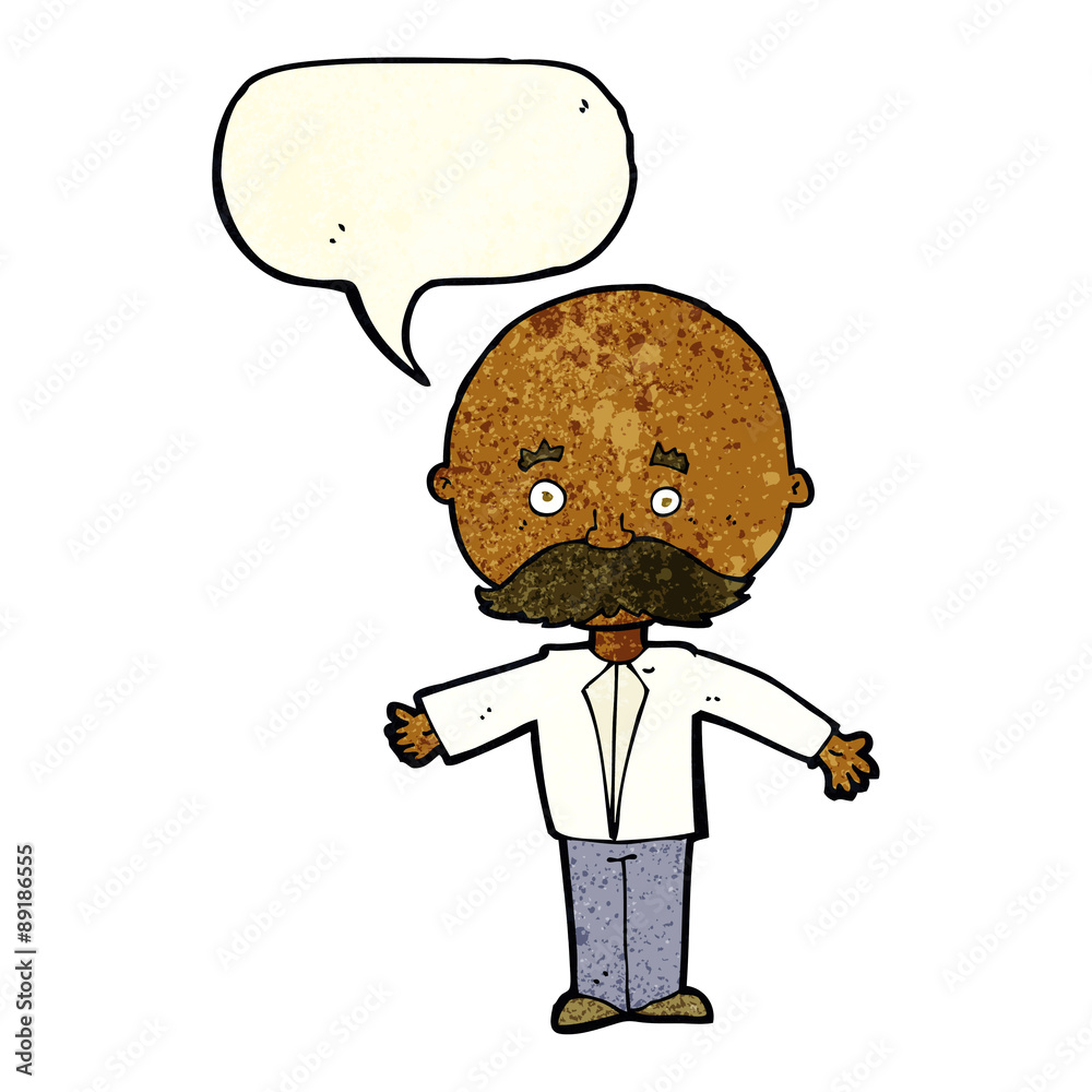 Fototapeta premium cartoon man with mustache with speech bubble