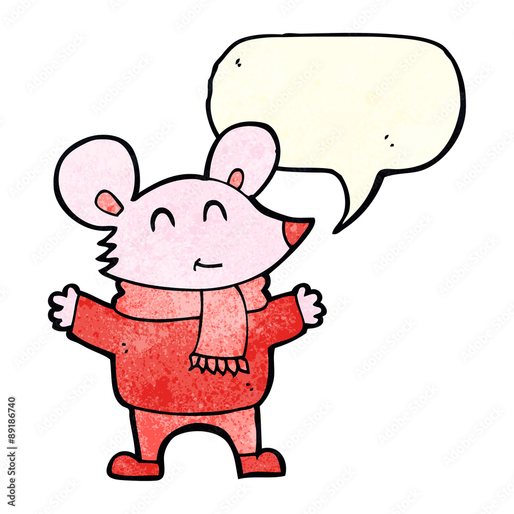 Obraz premium cartoon mouse with speech bubble