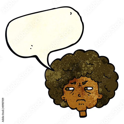 cartoon bitter old woman with speech bubble