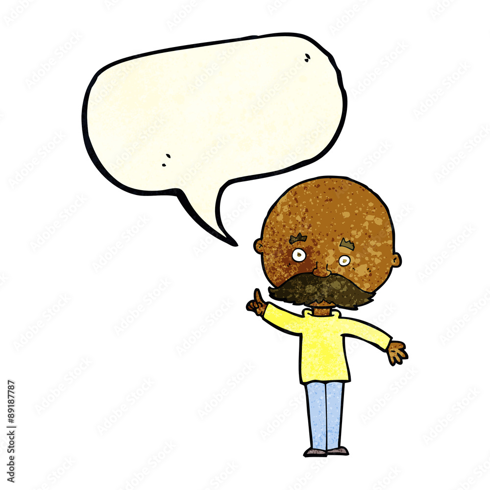 cartoon bald man with idea with speech bubble cartoon bald man with idea with speech bubble