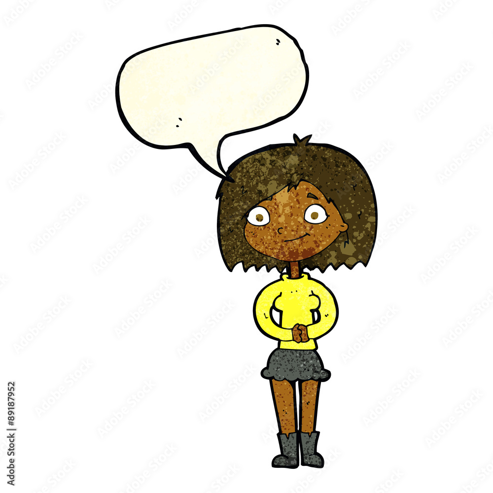 cartoon happy woman with speech bubble cartoon happy woman with speech bubble