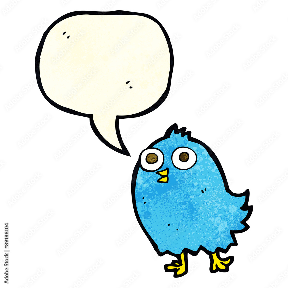cartoon happy bird with speech bubble cartoon happy bird with speech bubble