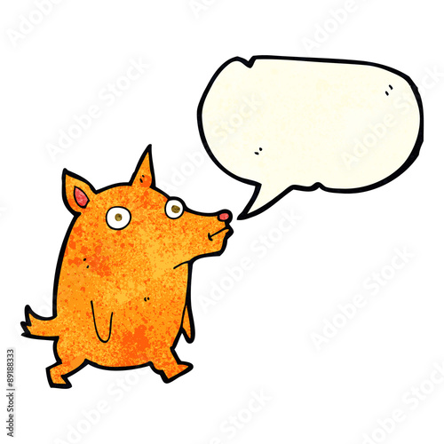 cartoon funny little dog with speech bubble
