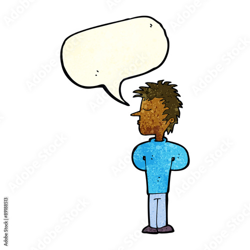 cartoon man ignoring with speech bubble