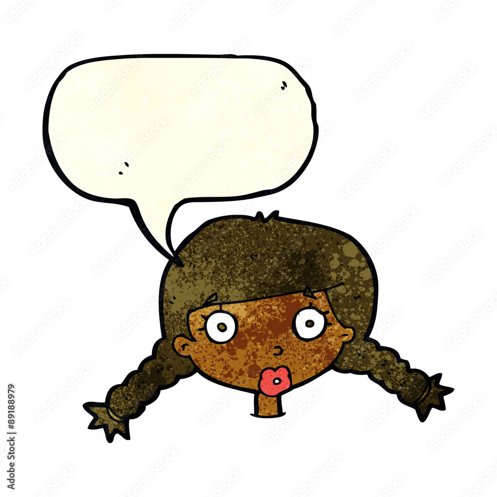 cartoon confused female face with speech bubble cartoon confused female face with speech bubble