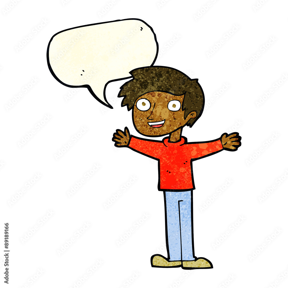 cartoon enthusiastic man with speech bubble cartoon enthusiastic man with speech bubble