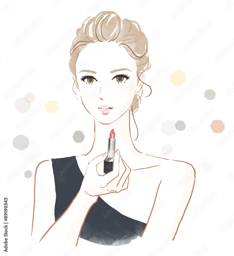 口紅を持った女性 口紅を持った女性