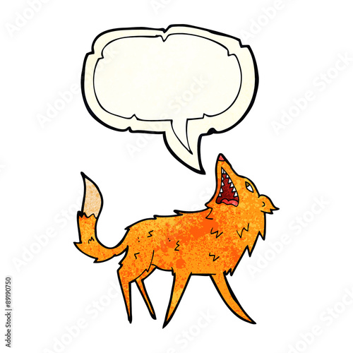 cartoon snapping fox with speech bubble