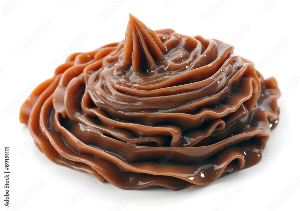 Delicious chocolate cream isolated on white