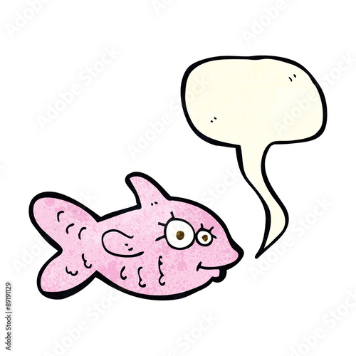 cartoon happy fish with speech bubble