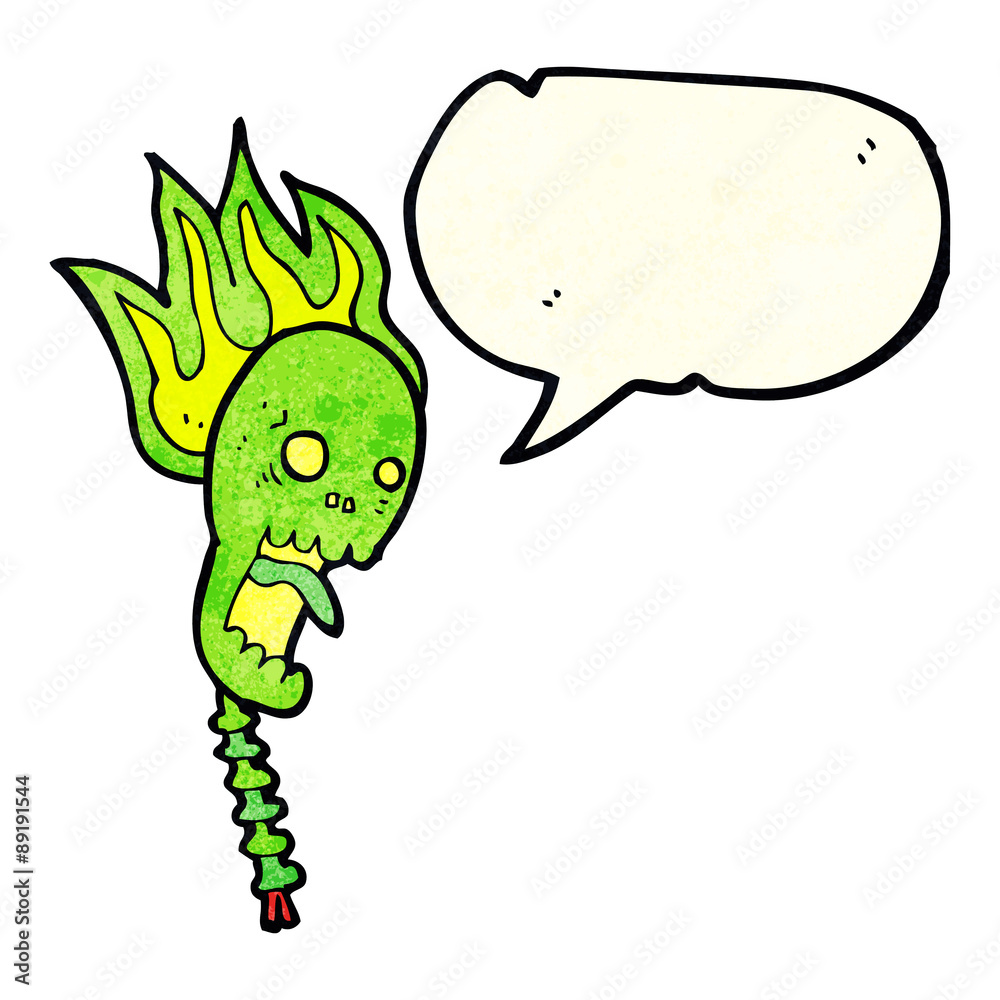 spooky cartoon skull with speech bubble spooky cartoon skull with speech bubble