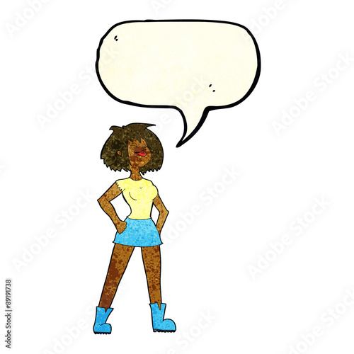 cartoon capable woman with speech bubble