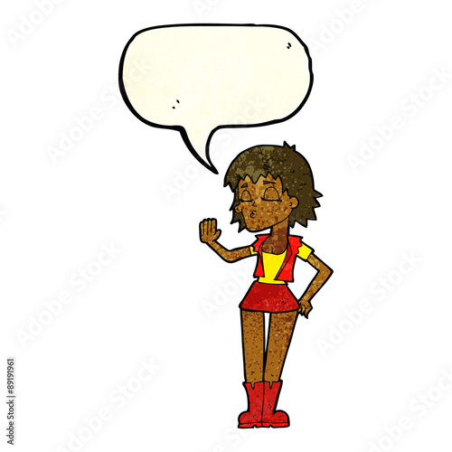 cartoon cool girl with speech bubble