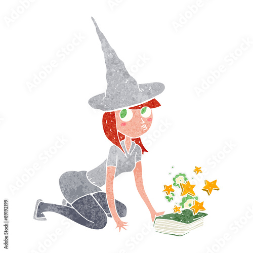 cartoon witch and spell book