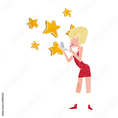 cartoon woman applying lipstick
