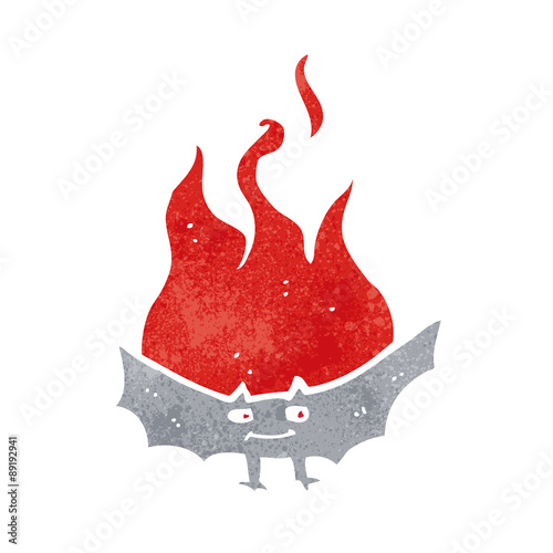 cartoon flaming halloween bat