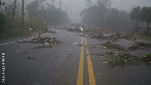 Rain and debri in typhoon