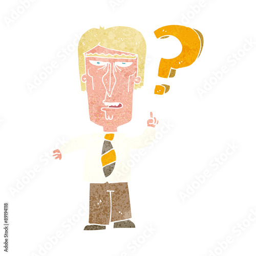 cartoon annoyed man asking question