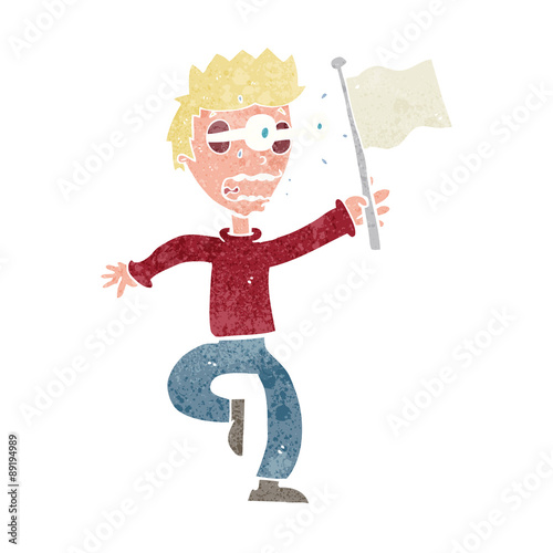 cartoon frightened boy giving up