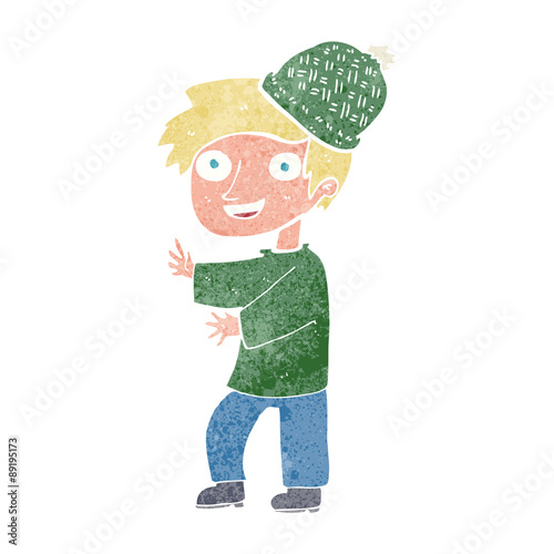 cartoon man wearing winter hat