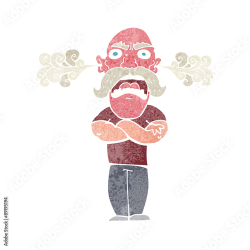 cartoon furious man with red face