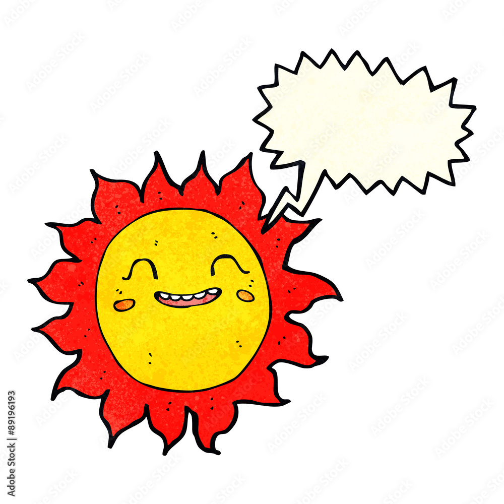 cartoon happy sun with speech bubble cartoon happy sun with speech bubble