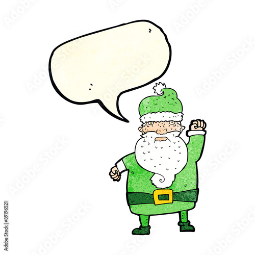 cartoon angry santa claus with speech bubble