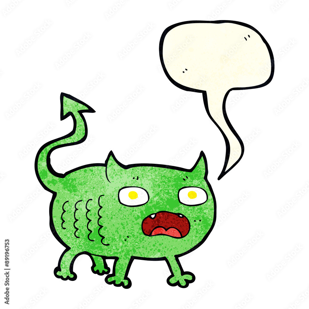 cartoon little imp with speech bubble cartoon little imp with speech bubble