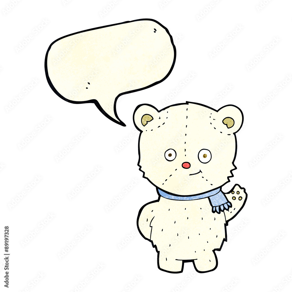 cute cartoon polar bear waving with speech bubble cute cartoon polar bear waving with speech bubble